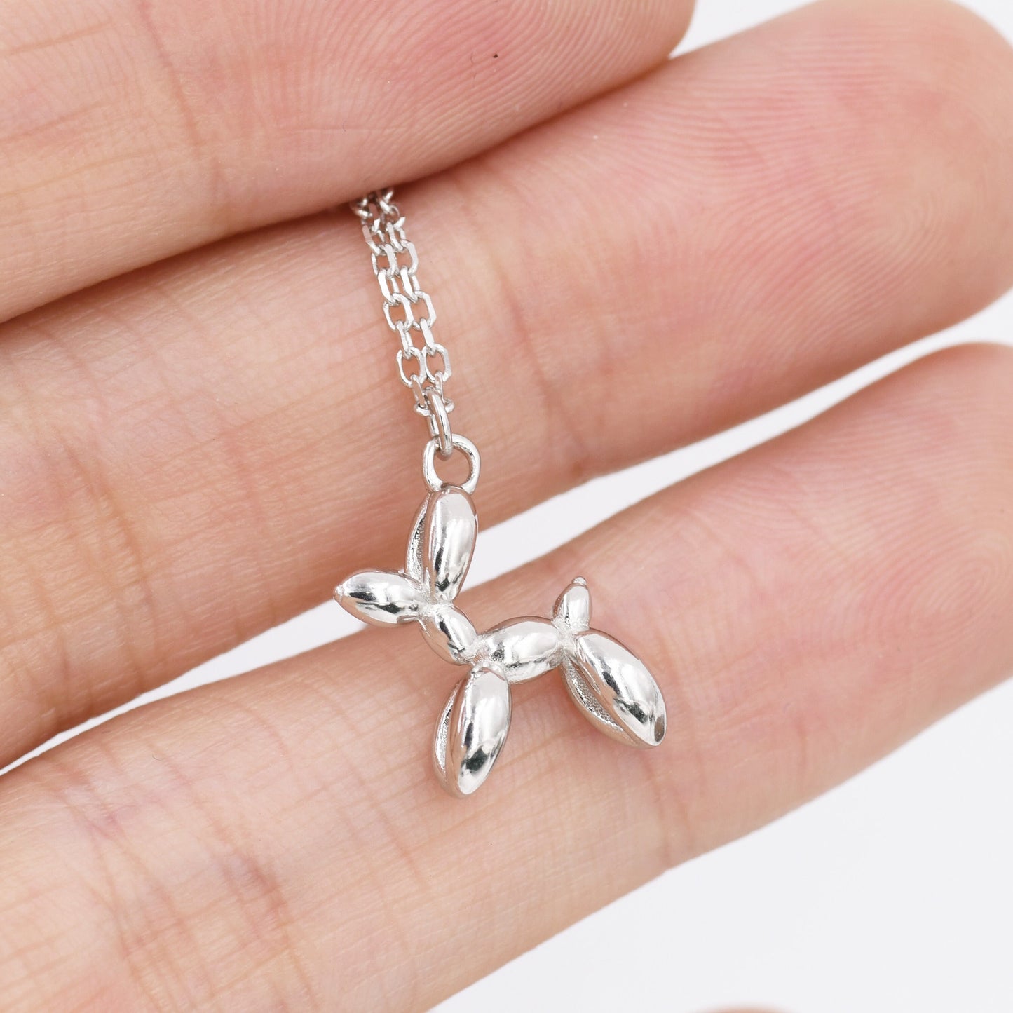 Tiny Balloon Dog Pendant Necklace in Sterling Silver, Silver or Gold, Cute and Quirky