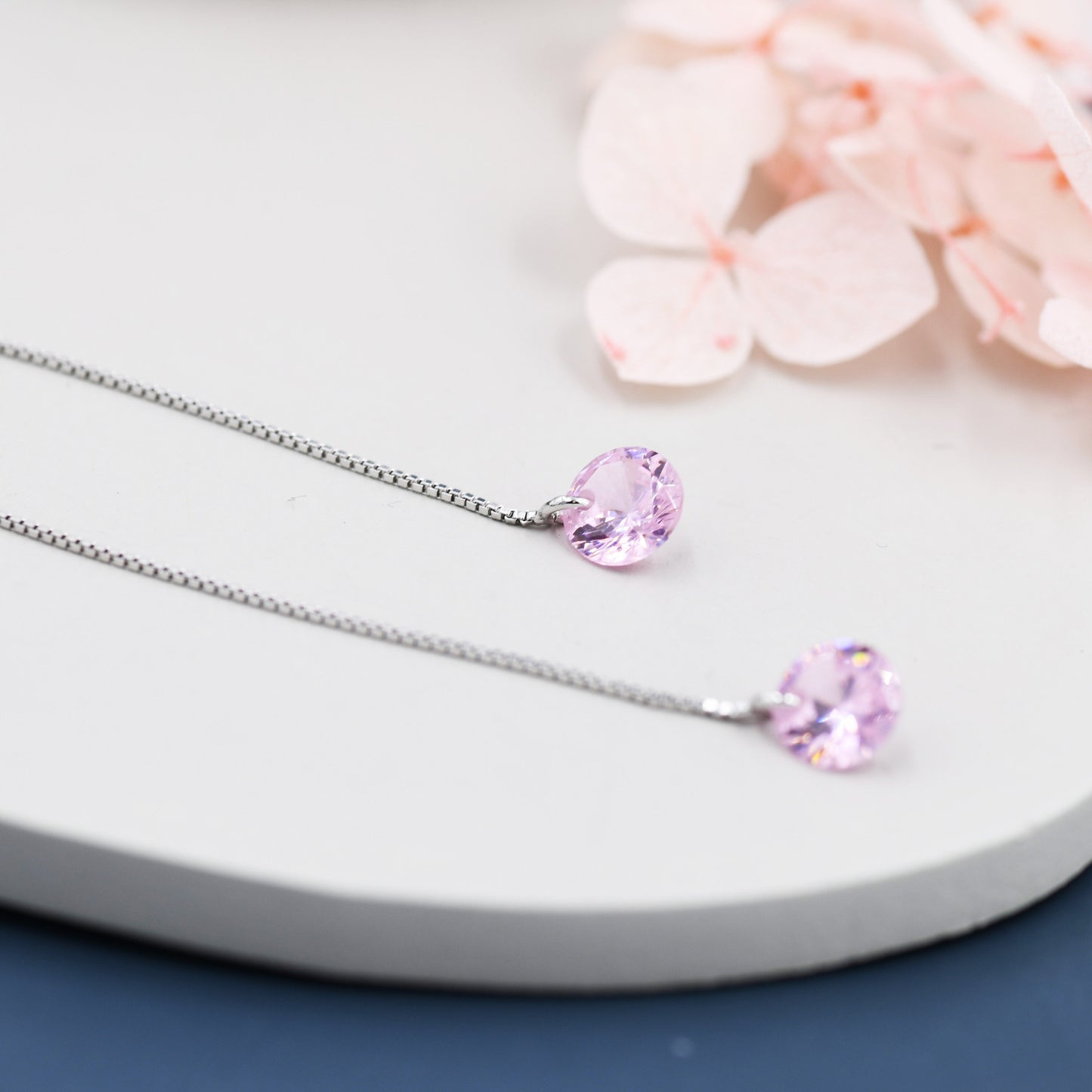 Alexandrite Pink CZ Dot Threader Earrings in Sterling Silver, Silver or Gold, Minimalist Ear Threaders, October Birthstone