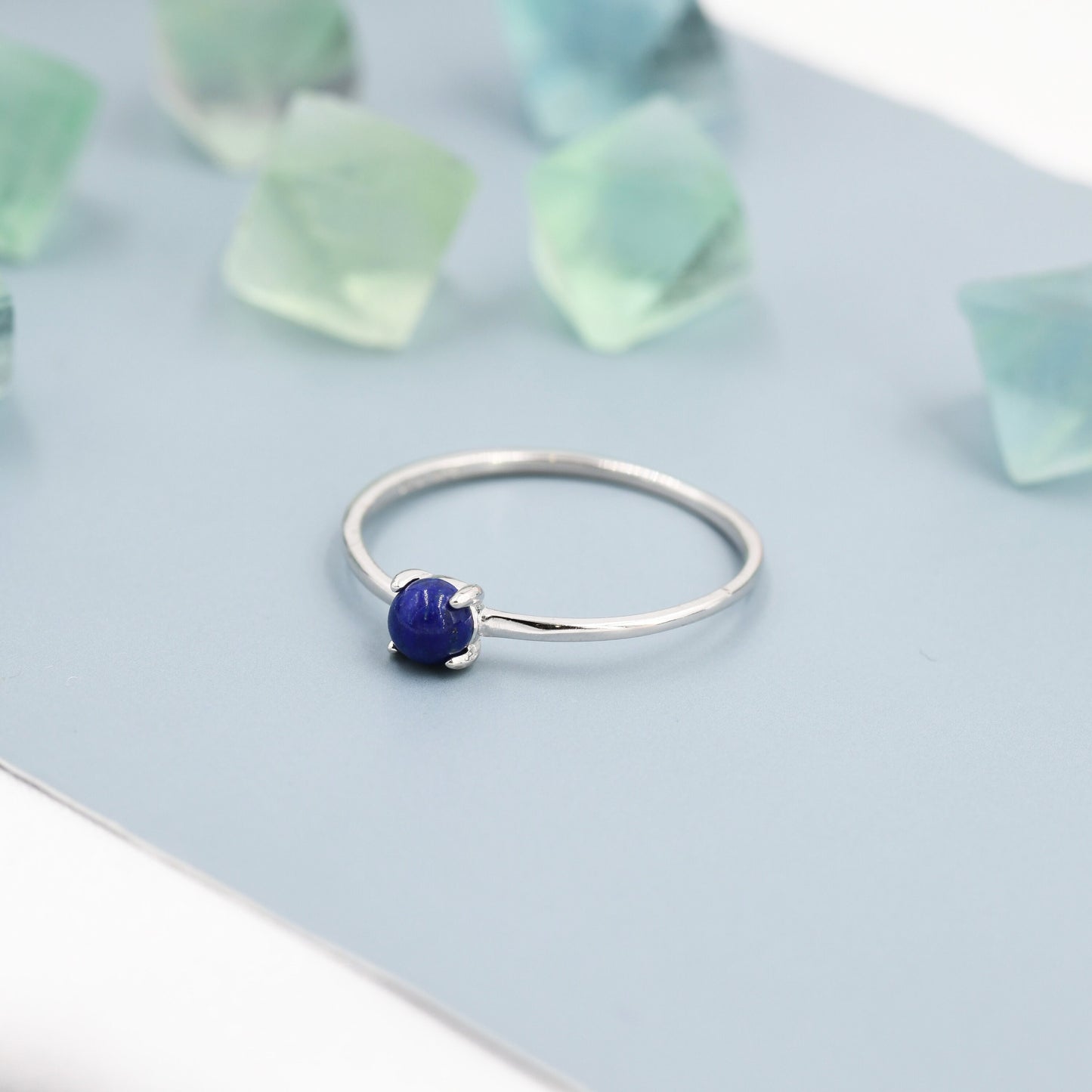 Lapis Lazuli Ring in Sterling Silver, US 5 - 8, Natural Lapis Lazuli Ring, Simple Gemstone Ring, Semi-Precious, Genuine Stone