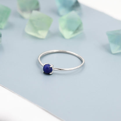 Lapis Lazuli Ring in Sterling Silver, US 5 - 8, Natural Lapis Lazuli Ring, Simple Gemstone Ring, Semi-Precious, Genuine Stone
