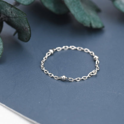 Chain Ring in Sterling Silver , Dainty Simple Delicate Ring , Thin Ring , Barely Visible Ring , Silver or Gold