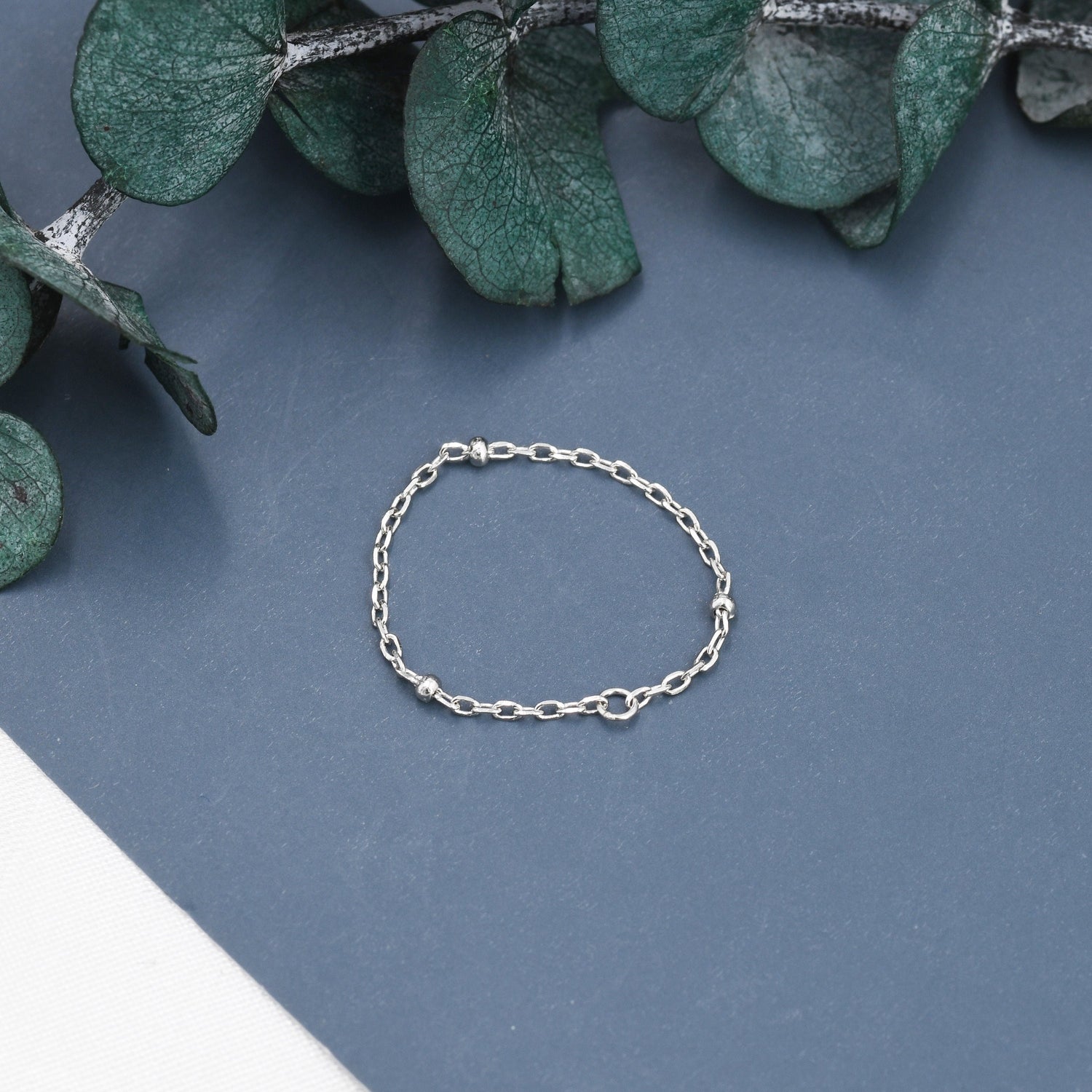 Chain Ring in Sterling Silver , Dainty Simple Delicate Ring , Thin Ring , Barely Visible Ring , Silver or Gold