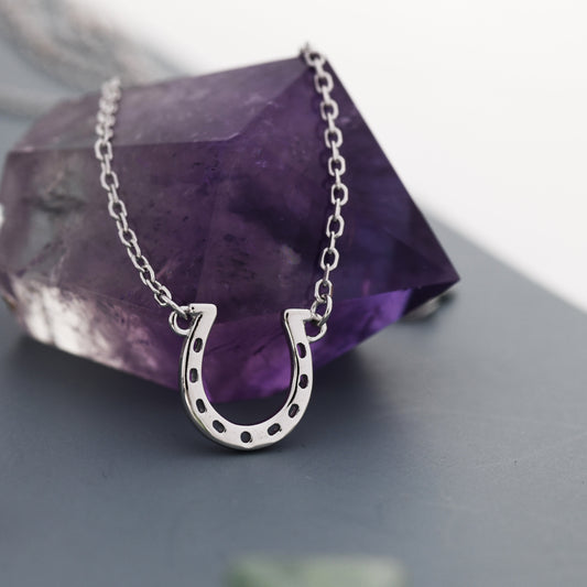 Tiny Horseshoe Necklace in Sterling Silver, Silver or Gold,  Adjustable 16&#39;&#39; - 18&#39;&#39; - Cute Quirky and Fun Jewellery, Horse Necklace