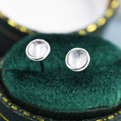 Sterling Silver Genuine Clear Quartz Stud Earrings,5mm, Genuine Quartz Crystal Stud, Bezel, Minimalist Style