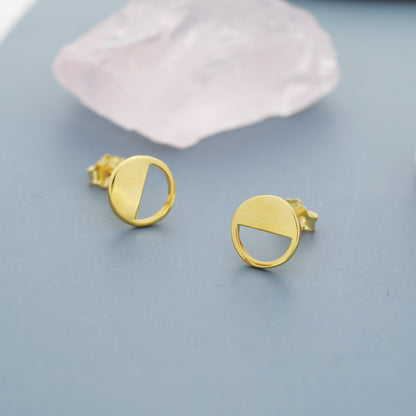Half Circle Stud Earrings in Sterling Silver, Silver, Gold or Rose Gold over Sterling Silver, Geometric Open Circle Earrings, Semi Circle