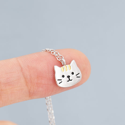 Tabby Cat Pendant Necklace in Sterling Silver, Cat Necklace,  Nature Inspired Jewellery, Ginger Tabby, Ginger Cat Necklace