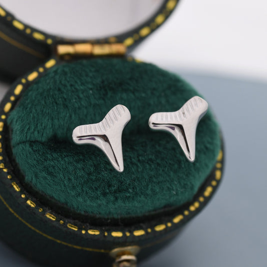 Shark Tooth Design Stud Earrings in Sterling Silver, Silver or Gold, Shark Tooth Shape Earrings, Animal Earrings, Nature Inspired