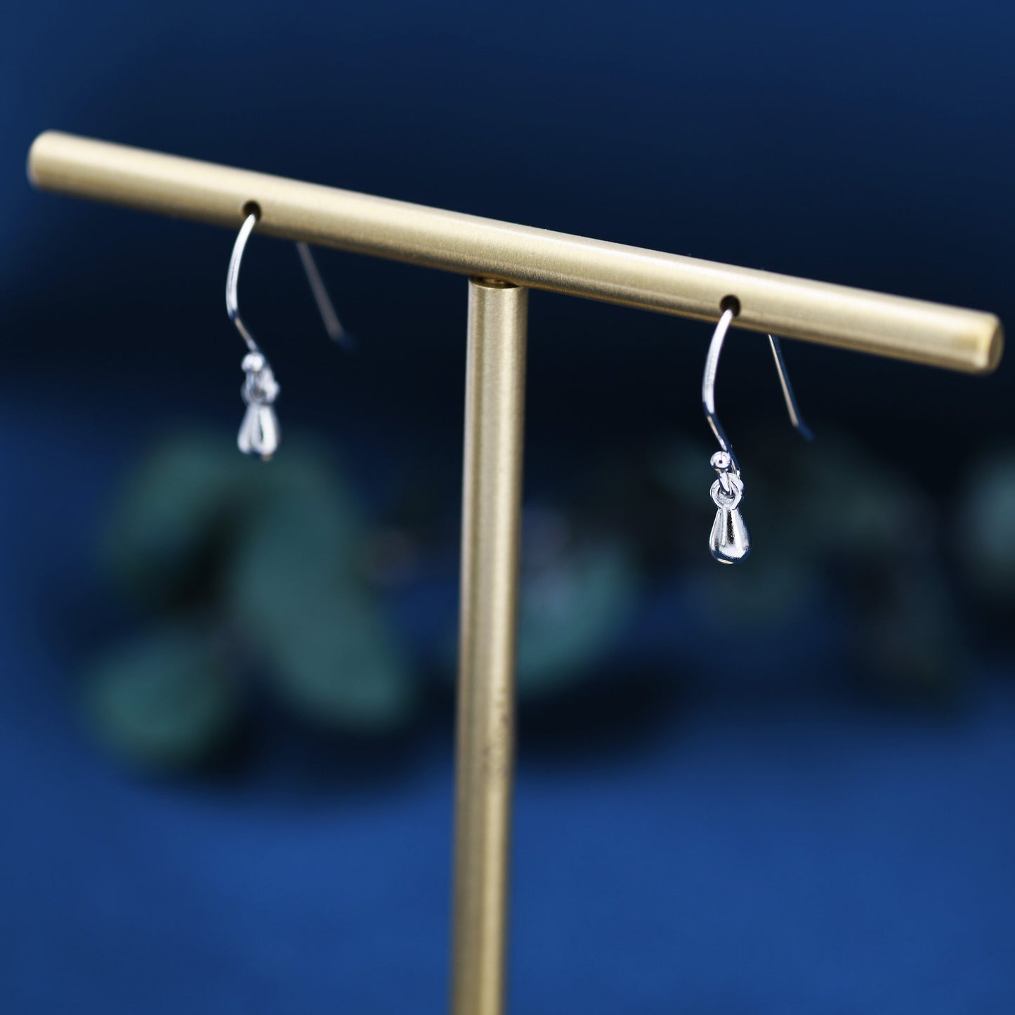 Extra Tiny Droplet Drop Hook Earrings in Sterling Silver, Barely There Dangle Earrings, Very Small Waterdrop Earrings, Raindrop Earrings