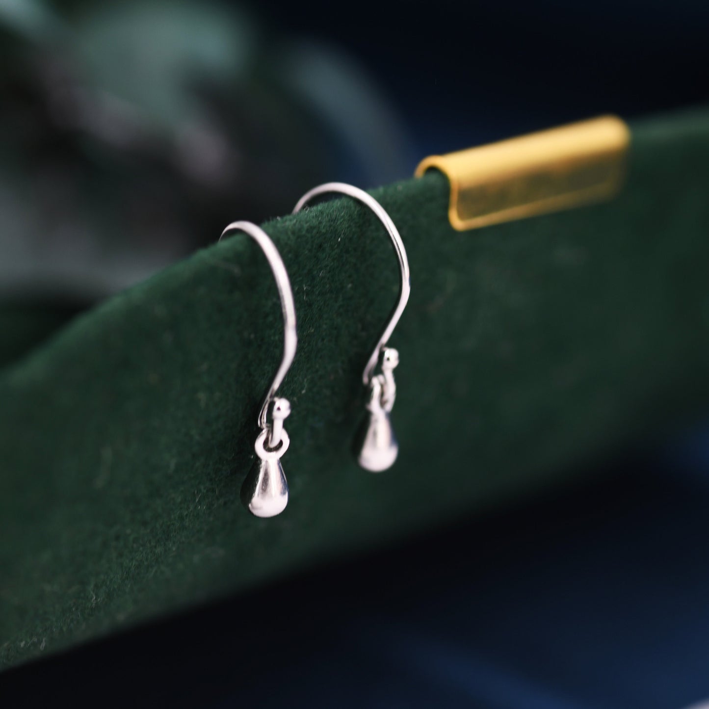Extra Tiny Droplet Drop Hook Earrings in Sterling Silver, Barely There Dangle Earrings, Very Small Waterdrop Earrings, Raindrop Earrings