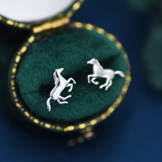 Tiny Little Running Horse Earrings in Sterling Silver, Silver, Horse Lover Earrings, Horse Gift, Horse Jewellery