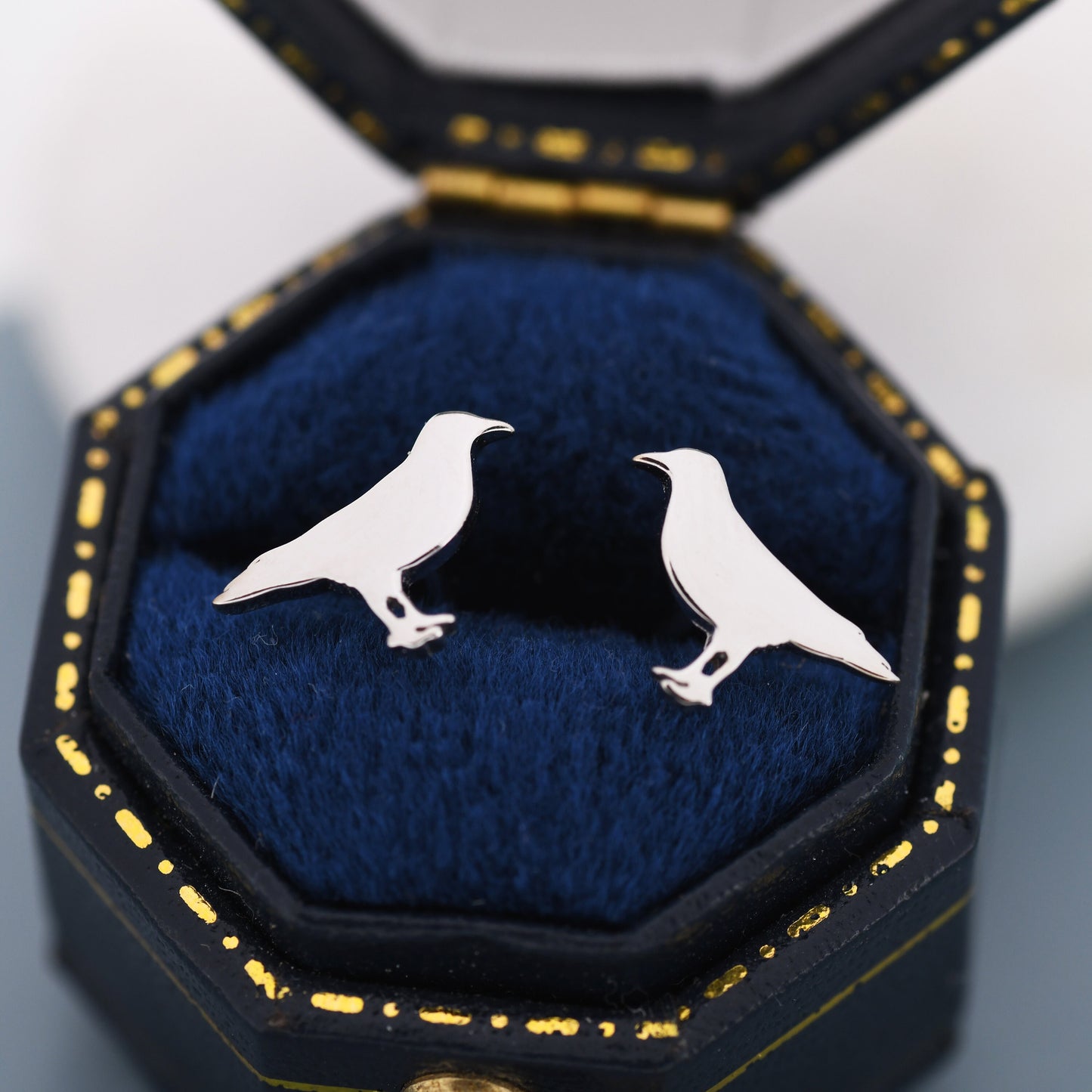 Crow Bird Stud Earrings in Sterling Silver, Silver or Gold, Crow Earrings, Animal Earrings, Nature Inspired