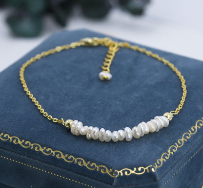 Baroque Pearl Bracelet,  Skinny Stacking Bracelet, Tiny Delicate Gemstone Jewellery, Real Irregular Shape Fresh Water Pearl Bracelet