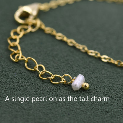 Natural Pearl Bracelet in Sterling Silver, Skinny Stacking Bracelet, Sterling Silver Pearl Bracelet, Real Irregular Shape Fresh Water Pearl
