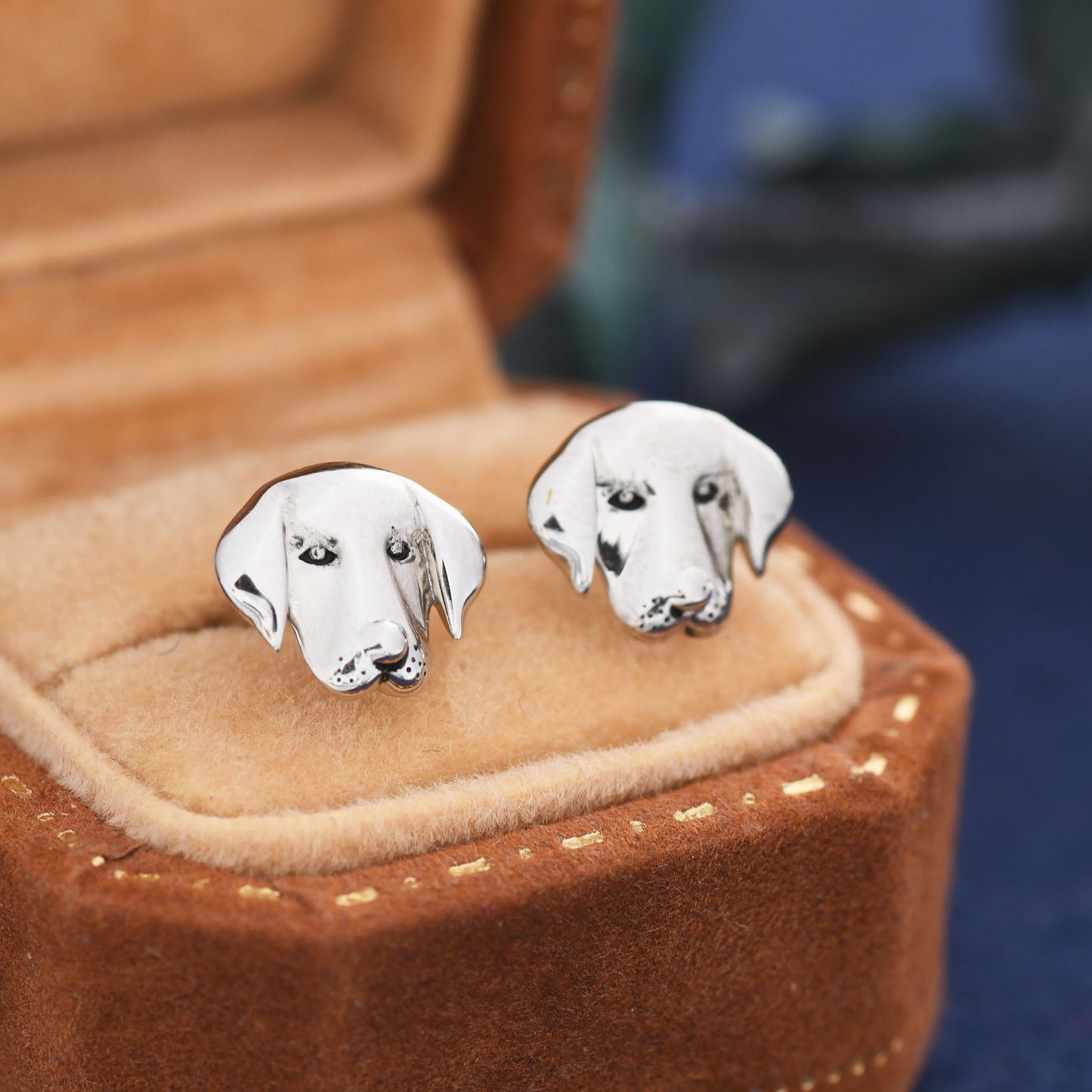 Labrador Dog Stud Earrings in Sterling Silver, Silver or Gold, Silver Labrador Earrings, Silver Dog Earrings