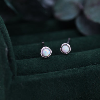 Sterling Silver Tiny Little Opal Stud Earrings, Blue or White, Gold or Silver, Semi-precious Jewellery