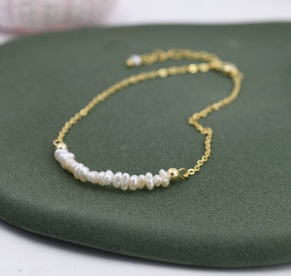 Baroque Pearl Bracelet,  Skinny Stacking Bracelet, Tiny Delicate Gemstone Jewellery, Real Irregular Shape Fresh Water Pearl Bracelet