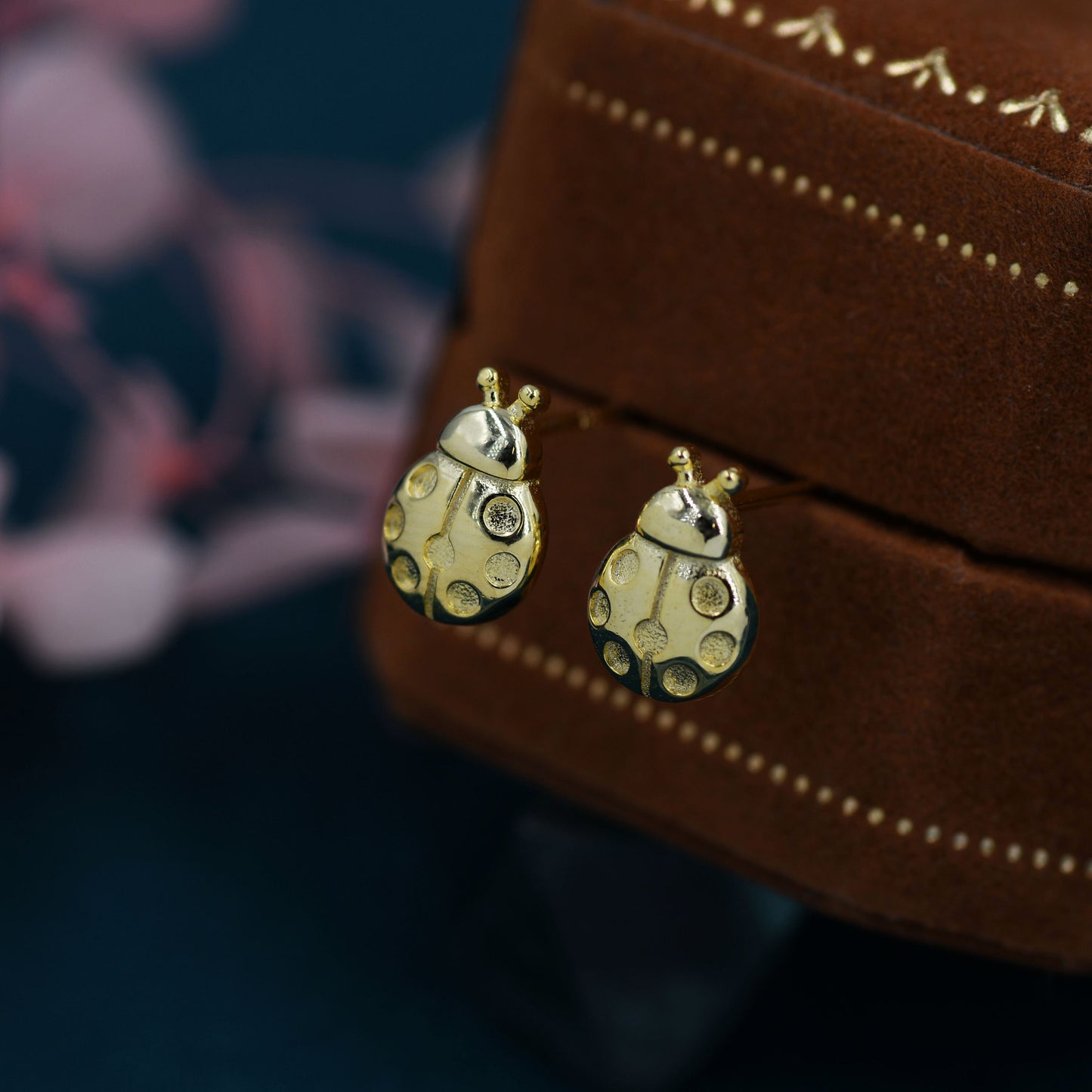 Cute Little Ladybird Stud Earrings in Sterling Silver, Silver or Gold, Nature Inspired Animal Earrings, Ladybug Earrings