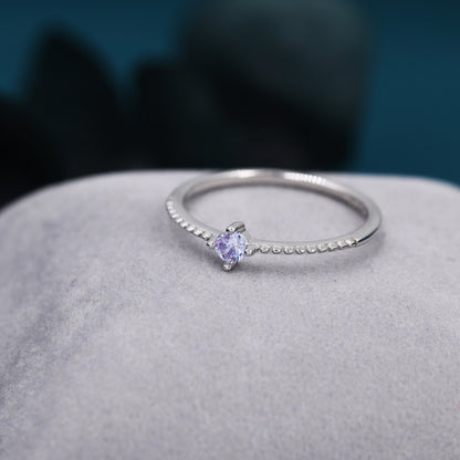 June Birthstone Alexandrite CZ Ring in Sterling Silver, Silver or Gold, Delicate Stacking Ring, Skinny Band, Size US 6 - 8,  June Birthstone
