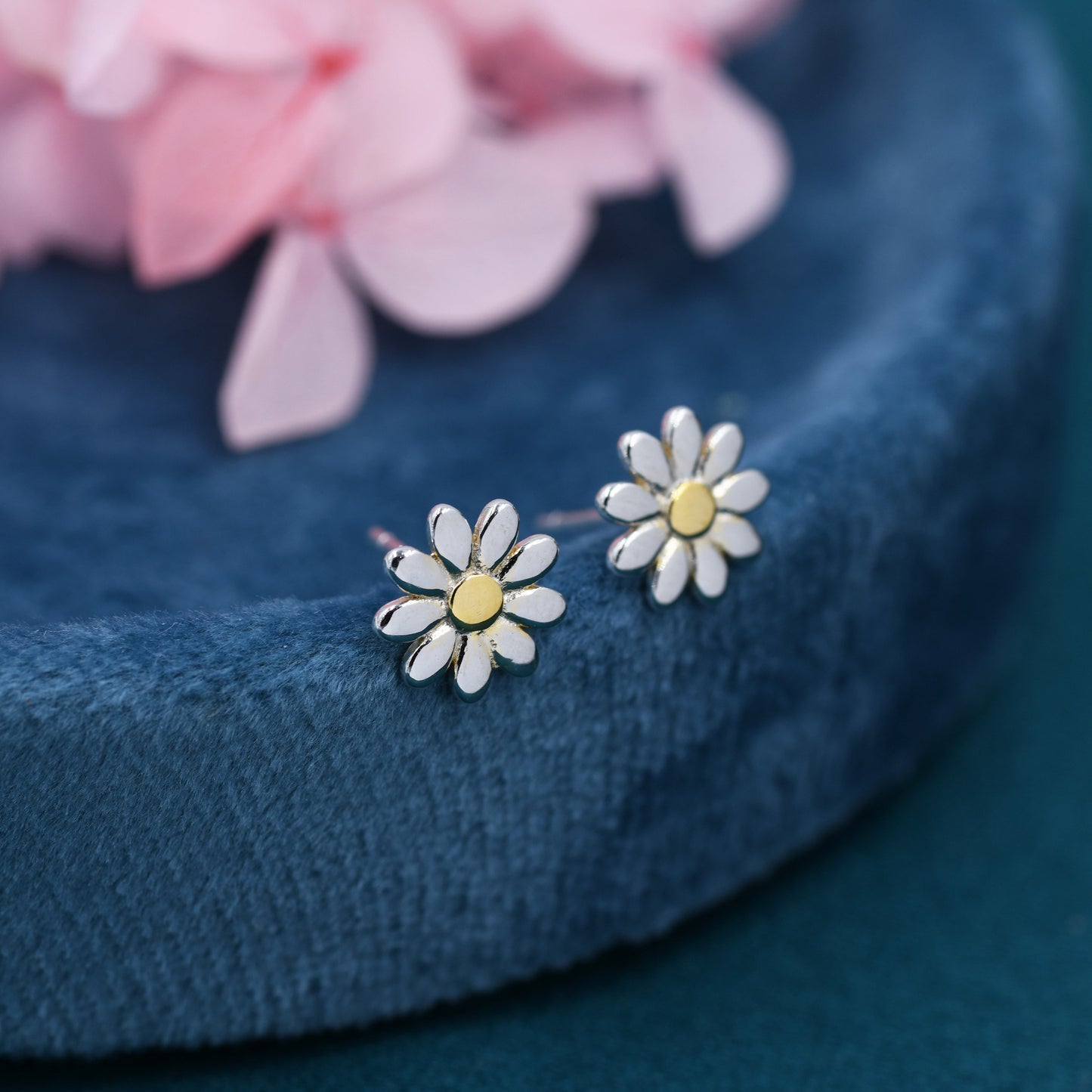 Little Daisy Flower Stud Earrings in Sterling Silver - Cute Flower Blossom Earrings  -   Fun, Whimsical