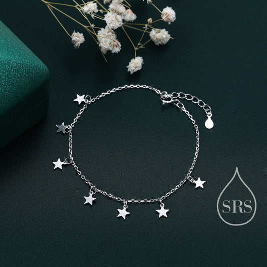 Sterling Silver Star Charm Bracelet,  Dangle Star Bracelet in Sterling Silver, Star Bracelet, Celestial Jewellery