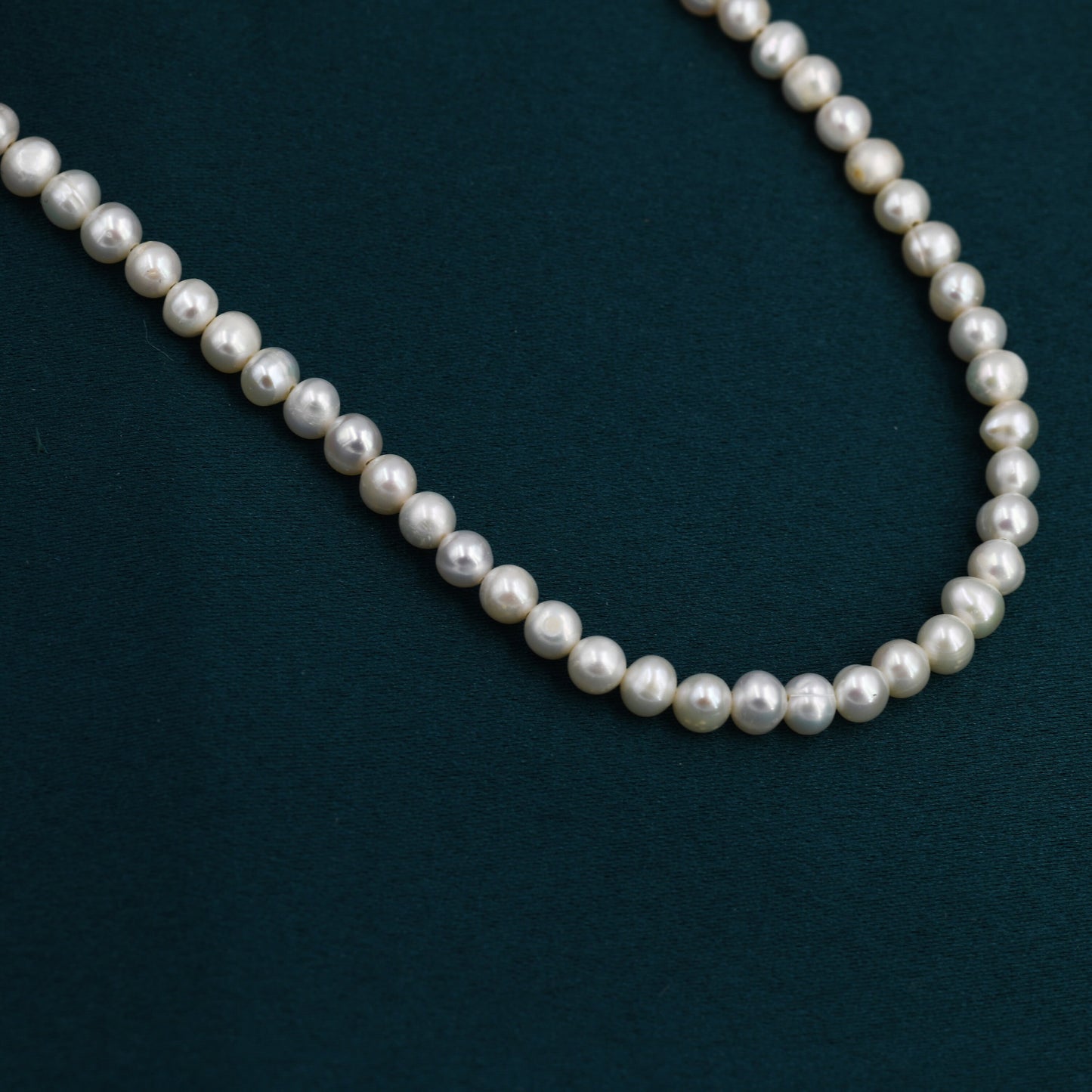 Genuine Freshwater Pearl Necklace in Sterling Silver, Slightly Irregular Shape 4mm Round Fresh Water Pearl Necklace, Men or Women, Unisex