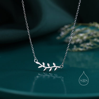 Delicate Leaf Bracelet and Necklace in Sterling Silver, Olive Brach Necklace,  Nature Inspired Tree Leaf Bracelet and Necklace