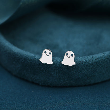 Cute Little Ghost Stud Earrings in Sterling Silver, Tiny Ghost Earrings