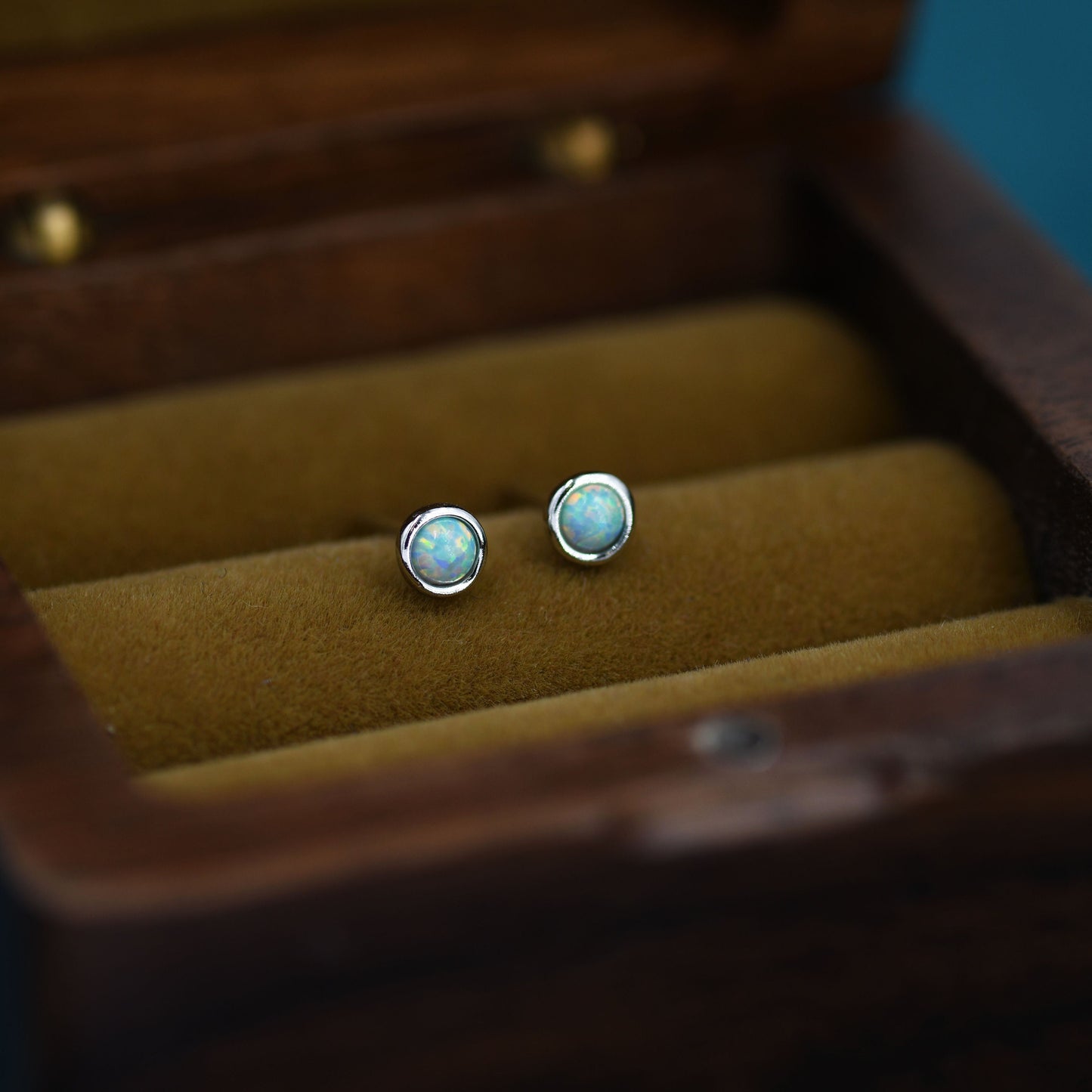 Sterling Silver Tiny Green Opal Stud Earrings, Tiny Opal Earrings, Mint Green Opal, Lab Opal Stud, 3mm Opal Earrings