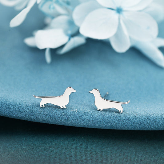 Sausage Dog Stud Earrings in Sterling Silver, Silver or Gold, Dachshund Dog Earrings, Dog Earrings, Silver Dog Earrings