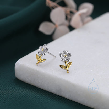 Forget-me-not Flower Stud Earrings in Sterling Silver, Cute Flower Stud, Tiny Flower Earrings, Daisy Earrings