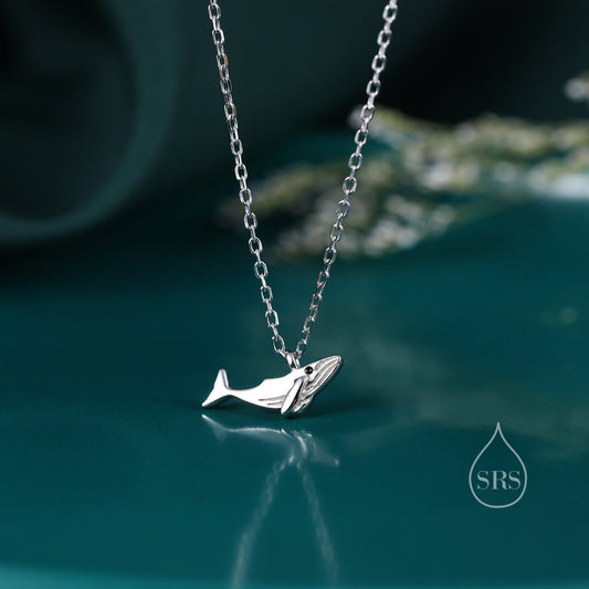 Whale Pendant Necklace in Sterling Silver, Dainty Whale Fish Necklace, Whale Necklace