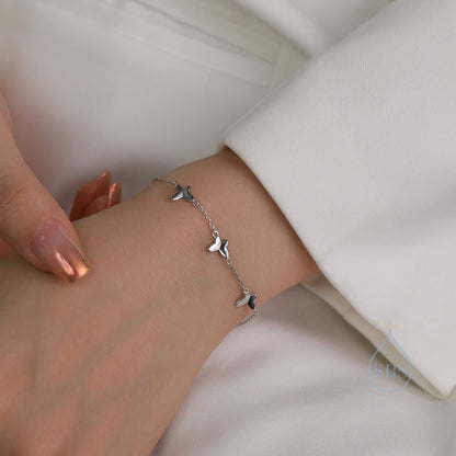 Chasing Butterfly Floating Bracelet in Sterling Silver, Silver or Gold or Rose gold, Satellite Crystal Bracelet, Solid Silver Bracelet
