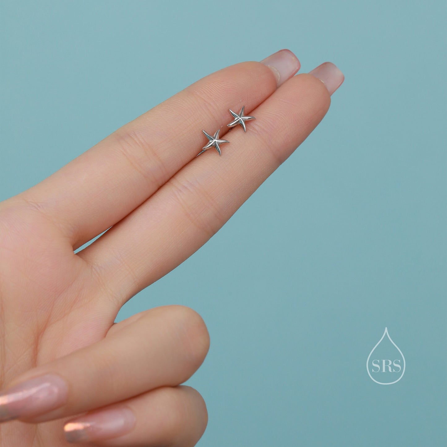 Tiny Starfish Stud Earrings in Sterling Silver, Silver, Gold or Rose Gold, Small Starfish Earrings, Star Fish Earrings, Sea Star Earrings