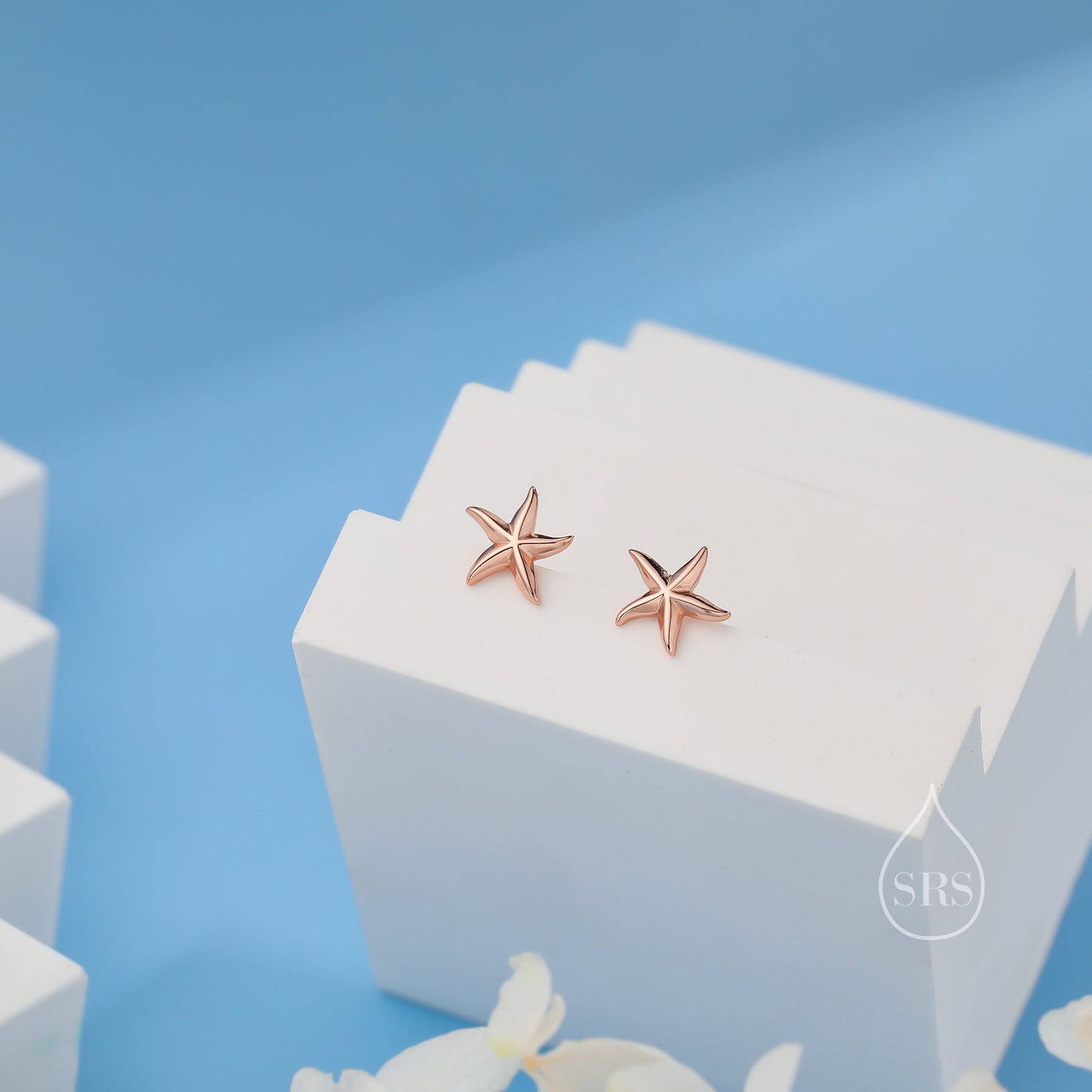 Tiny Starfish Stud Earrings in Sterling Silver, Silver, Gold or Rose Gold, Small Starfish Earrings, Star Fish Earrings, Sea Star Earrings