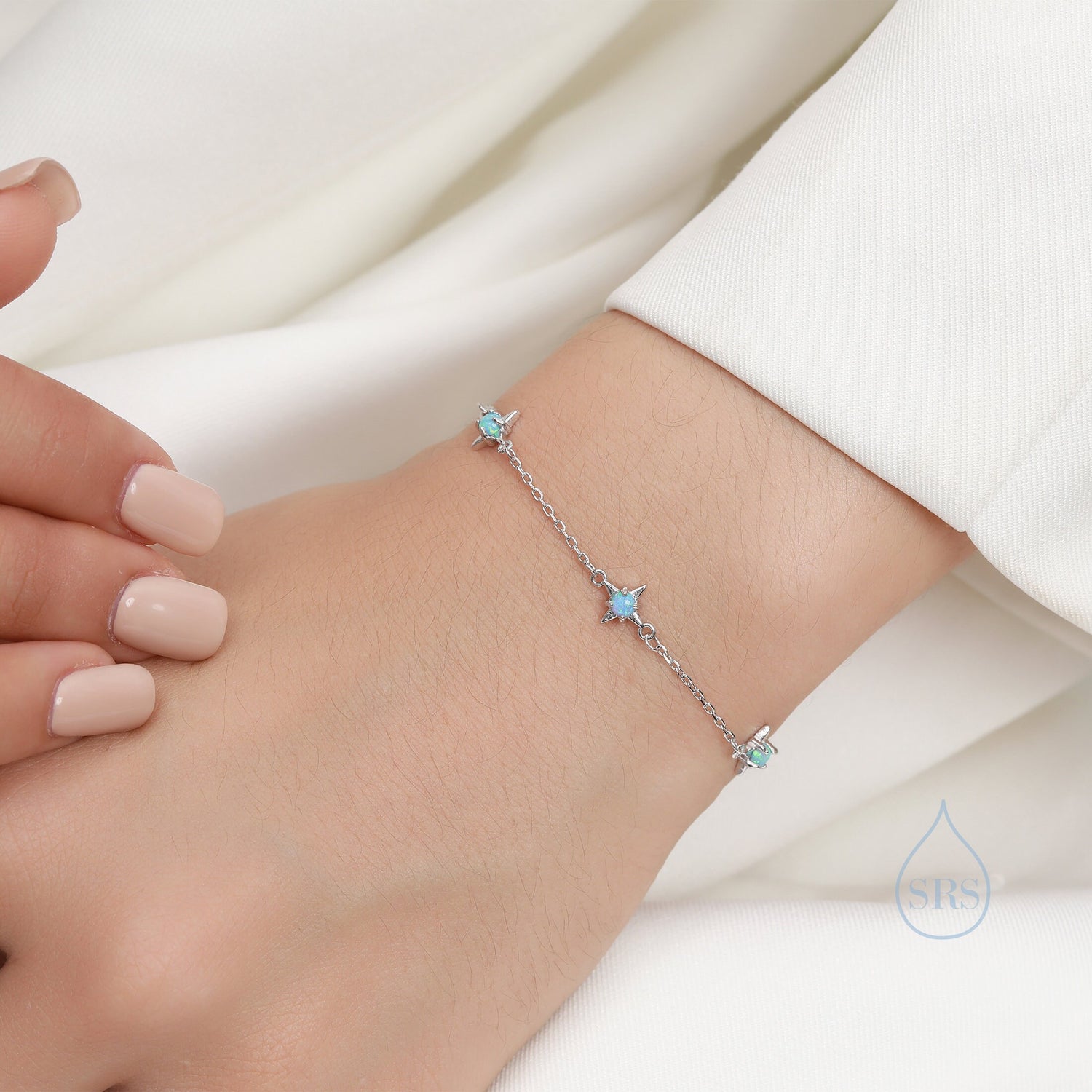 Opal & Moonstone Starburst Trio Charm Bracelet