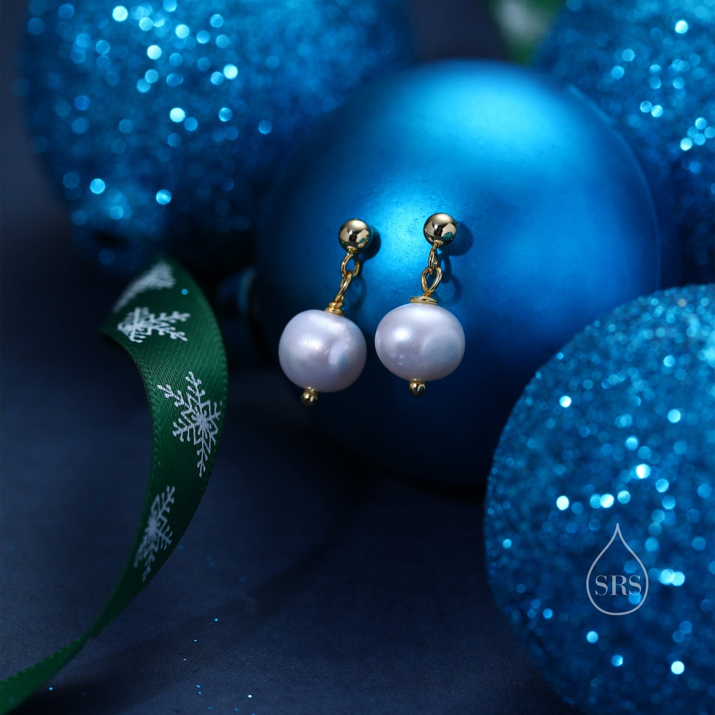 Genuine Freshwater Pearl Drop Earrings in Sterling Silver, Delicate Keshi Pearl Earrings, Pearl Stud Dangle Earrings