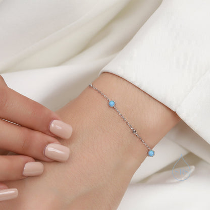Delicate Opal Bracelet in Sterling Silver, Available in Blue Opal or White Opal, Silver or Gold, Silver Opal Bracelet