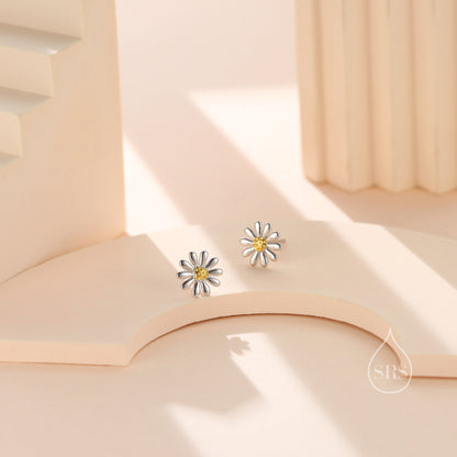 Aster Flower Stud Earrings in Sterling Silver, Daisy Earrings, Nature Inspired Floral Plant Earrings