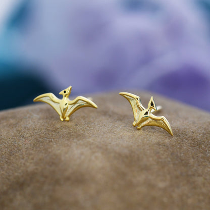 Pterodactyl Studs Pterosaurs Flying Dinosaur Earrings in Sterling Silver - Extra Tiny - Dinosaur Stud - Dino Stud - Cute,  Fun, Whimsical