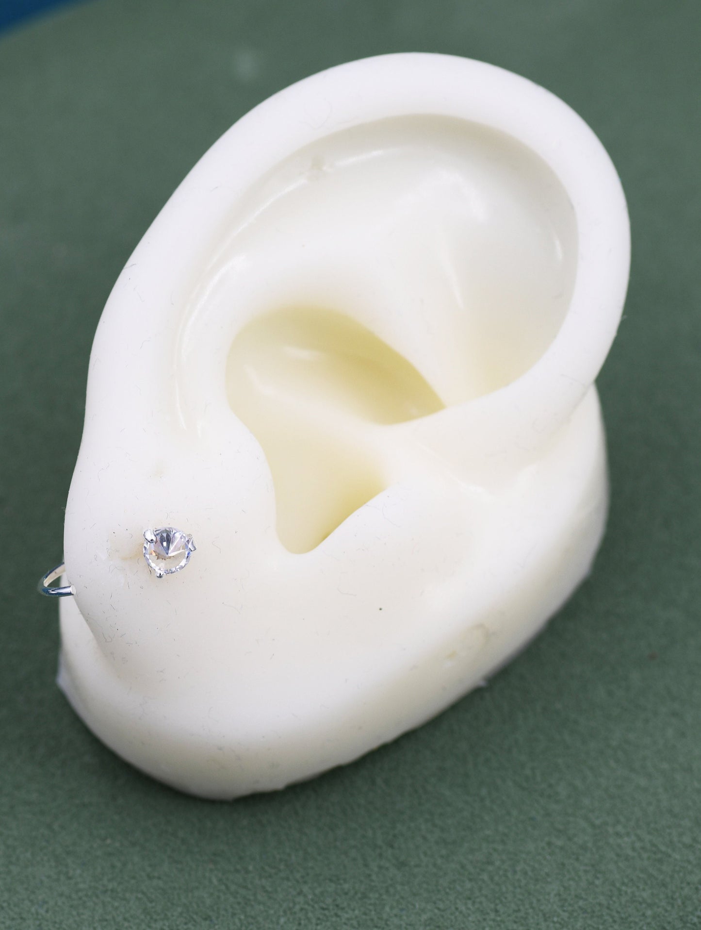 Sterling Silver Minimalist Solitaire CZ Crystal  Wire Ear Threader Hoop Earrings - Huggie Hoop - Geometry  Contemporary Design C92
