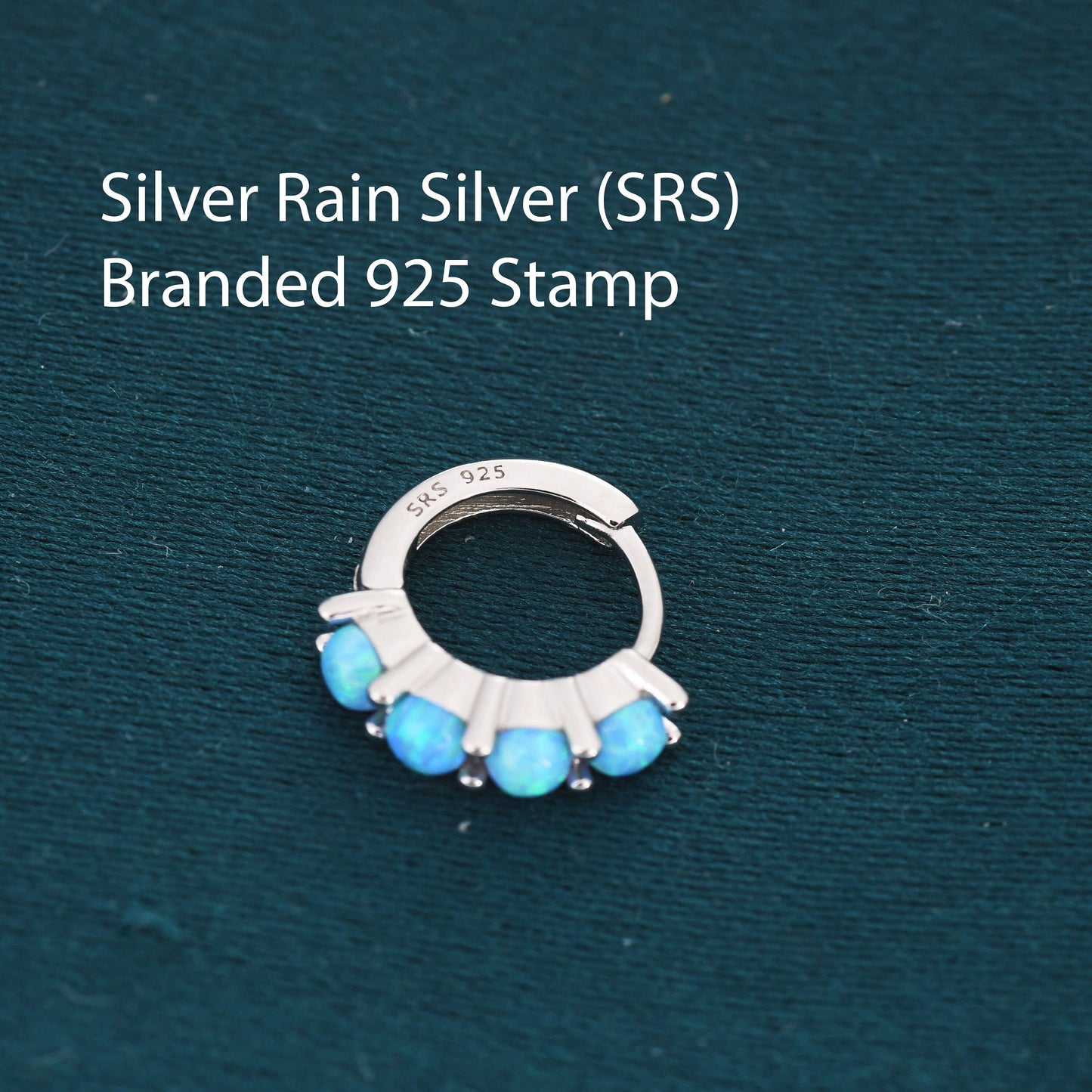 Blue Opal Huggie Hoops in Sterling Silver, 8mm Opal Hoops, Silver or Gold, Dainty Hoops Earrings, Opal Earring