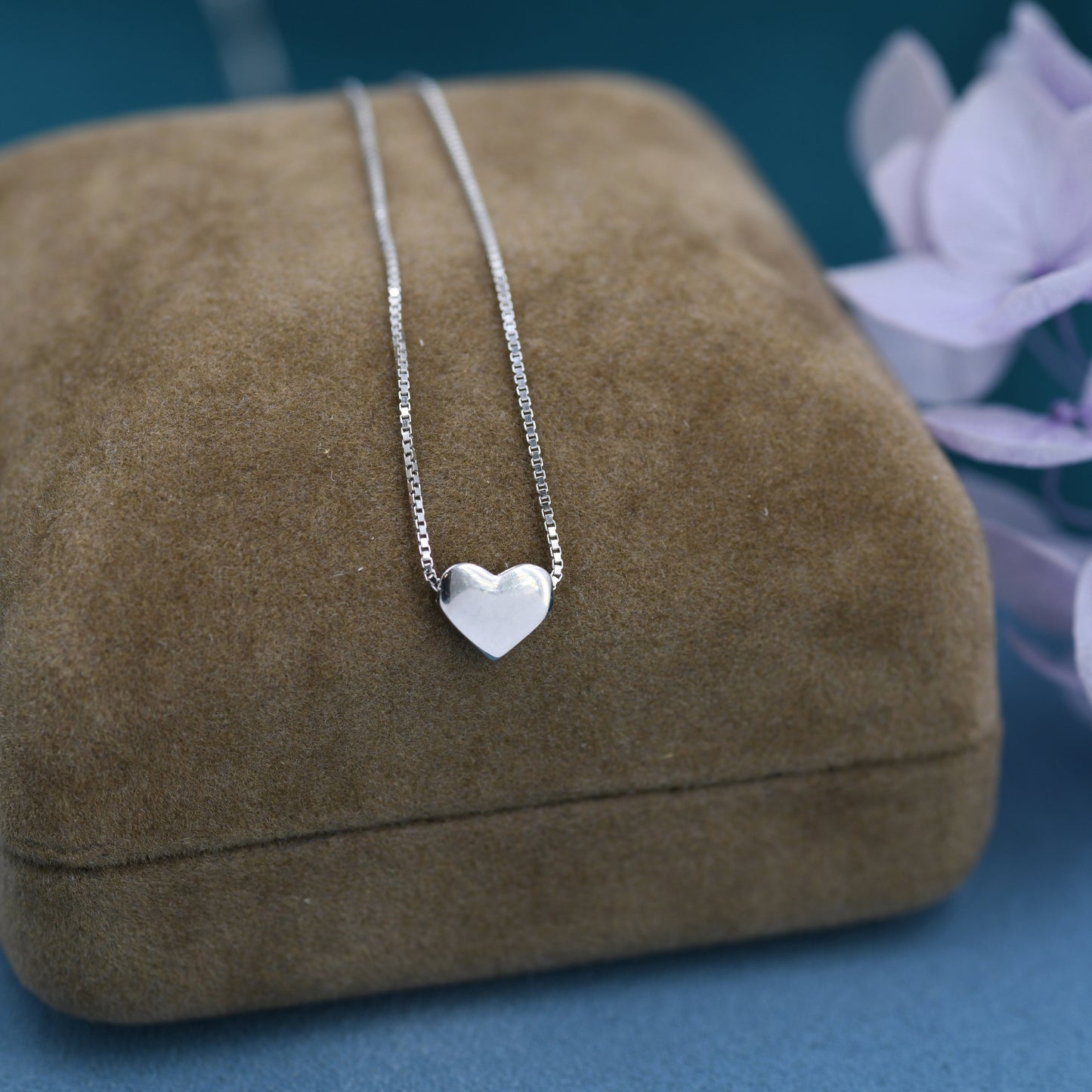 Minimalist Heart Pendant Necklace in Sterling Silver,  Tiny Heart Necklace, Sweet and Cute