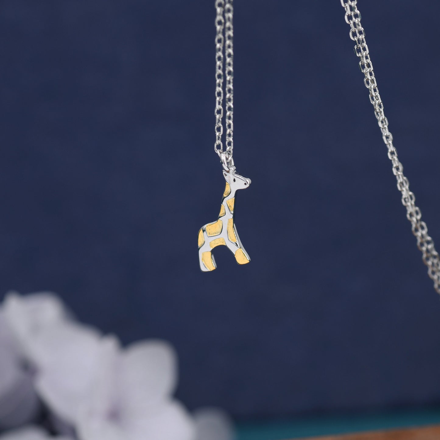 Tiny Giraffe Necklace in Sterling Silver,   Adjustable 16&#39;&#39; - 18&#39;&#39; - Cute Quirky and Fun Jewellery, Giraffe Pendant Necklace