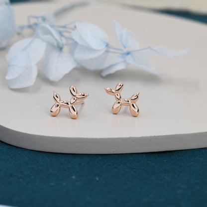 Balloon Dog Stud Earrings in Sterling Silver - Quirky Poodle Dog Earrings  - Silver or Gold or Rose Gold, Fun, Whimsical and Pretty