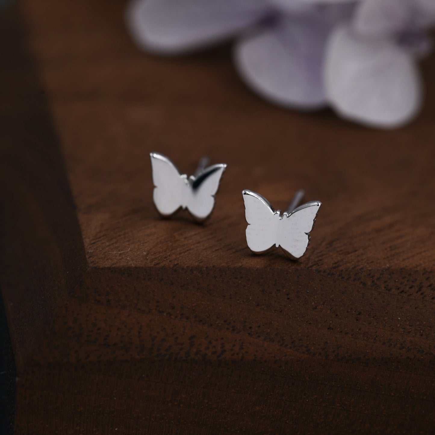 Small Pair Butterfly Stud Earrings in Sterling Silver, Silver, Gold or Rose Gold, Butterfly Earrings, Animal Earrings, Butterfly Earrings