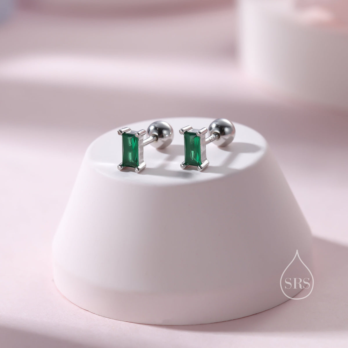Tiny Baguette CZ Stud Earrings