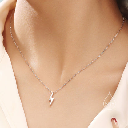 Tiny Lightning Bolt Pendant Necklace in Sterling Silver, Cute Bolt Necklace, Small Lightning Bolt Necklace