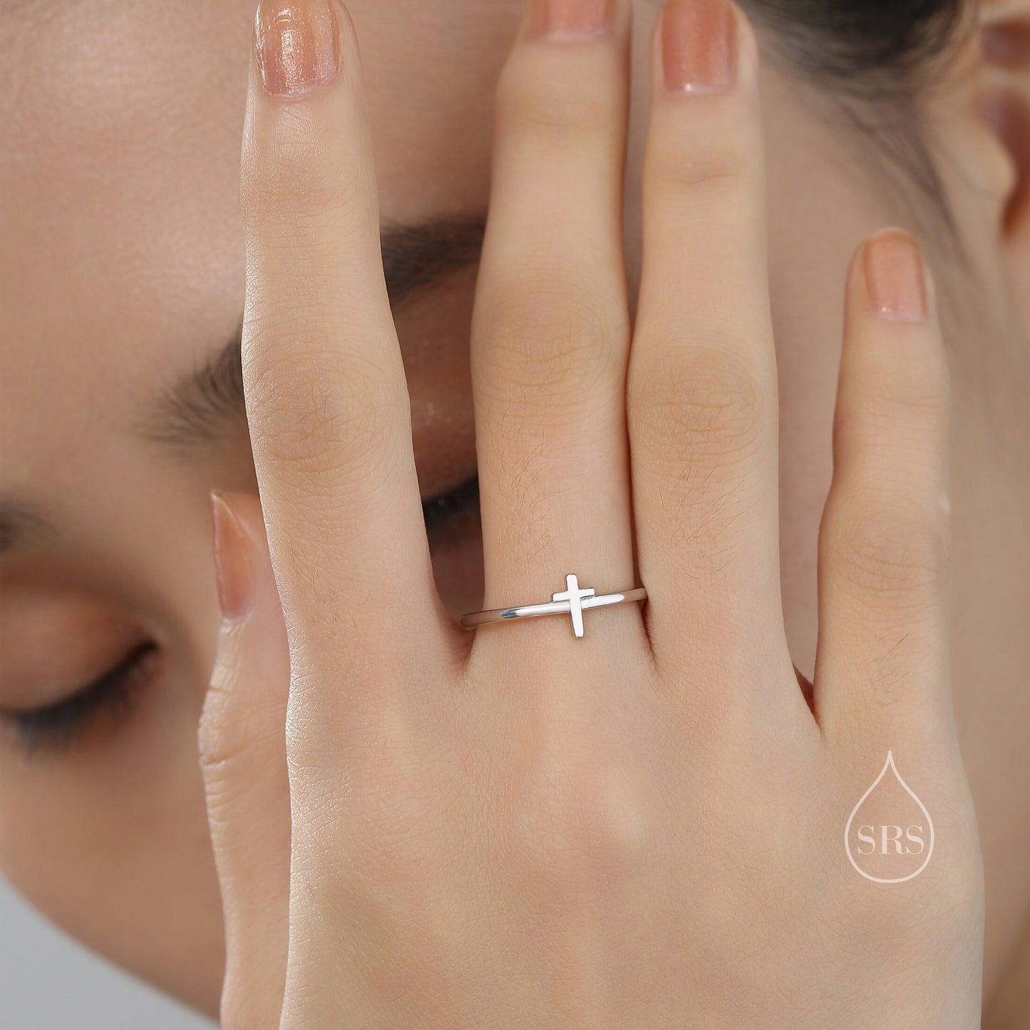 Extra Tiny Cross Ring in Sterling Silver, Silver Cross Ring in US 5 - 8? Extra Small Cross Ring