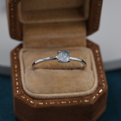 Genuine Aquamarine Stone Ring in Sterling Silver, US 5 - 8, Natural Aquamarine Ring, March Birthstone Ring