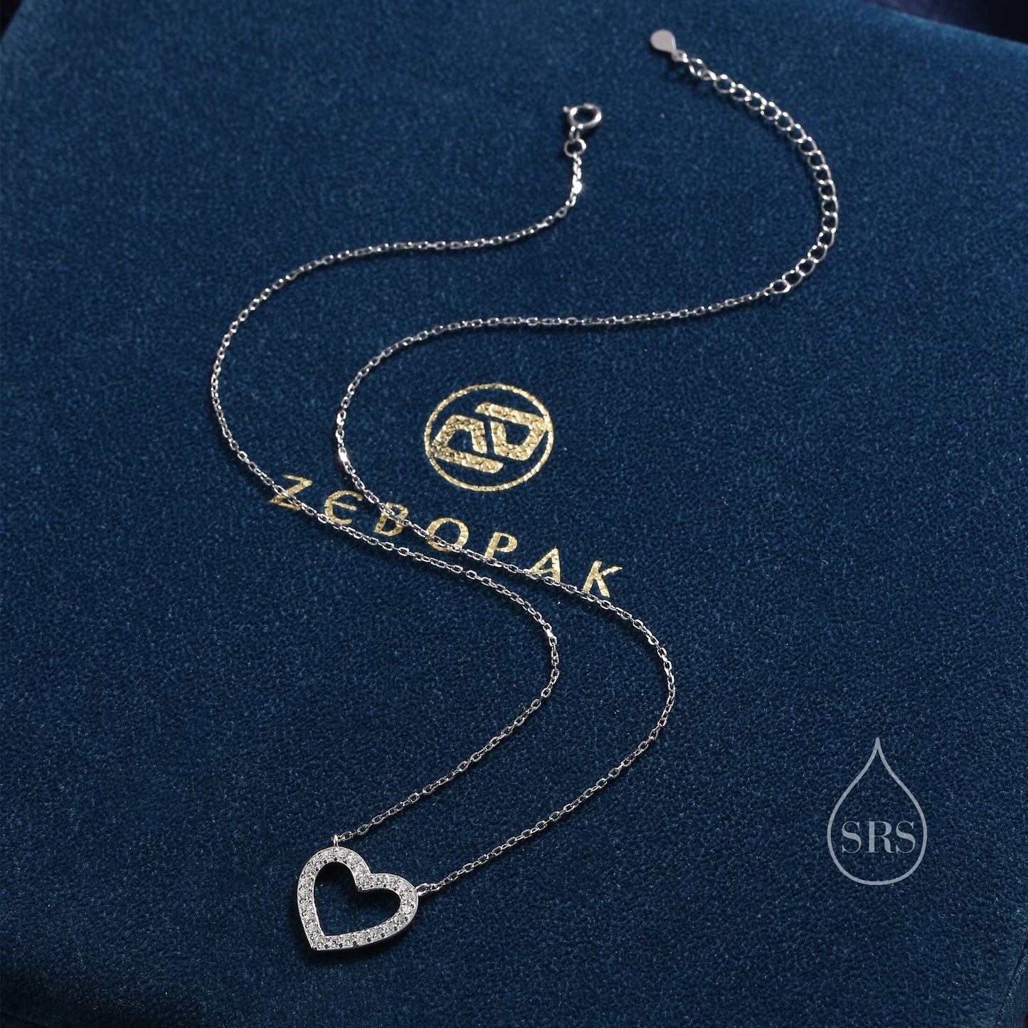 Open Heart CZ Necklace in Sterling Silver, Silver or Gold, Heart Necklace, Sparkly CZ Necklace